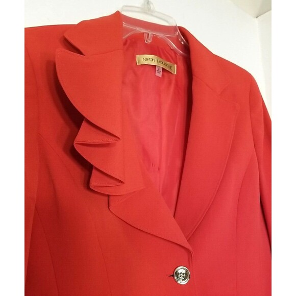 NIPON BOUTIQUE Women Cherry Red Blazer Size 6 NWT $260 Pleated Lapel         T39 - Picture 2 of 11